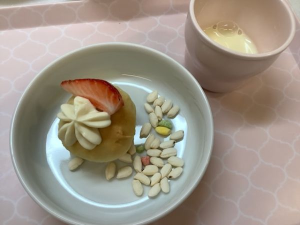 《常食》《アレルギー》おやつは、ひな祭りケーキです🎎