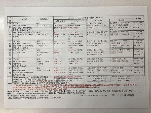 ☆4月の献立《常食》☆