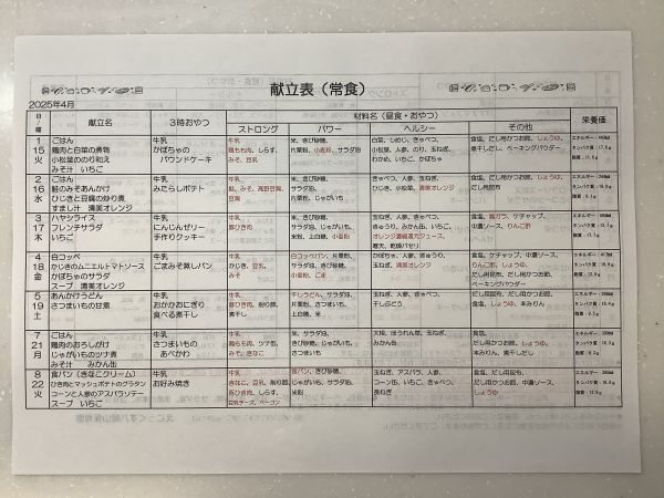 ☆4月の献立《常食》☆