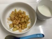 《中期B》おやつは、茹で大学きなこです。