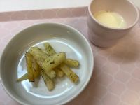 《常食》《アレルギー》おやつは、のりコンソメポテトフライです。