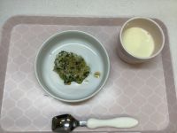 《常食》《アレルギー除去食》おやつは、チヂミです。