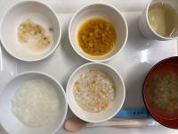 《離乳食中期》鶏ひき肉と人参煮です。